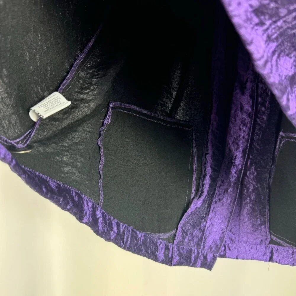 Ruby‎ Rd. Iridescent Purple Jacket Crinkle Texture Cropped Sleeves Buttons 12